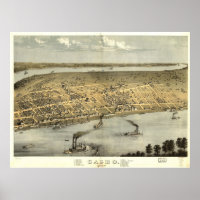 1867 Kairo, IL Birds Augen Panoramablick Karte