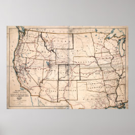 1867 Karte von STAGECOACH und MAIL ROUTES Poster