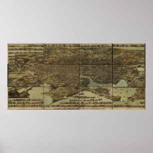 1869 Baltimore, MD Birds Eye Panoramablick Karte Poster