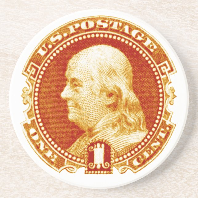1869 Benjamin Franklin Briefmarke Getränkeuntersetzer (Vorne)