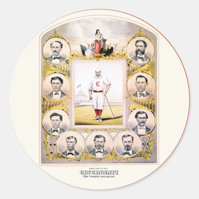 1869 Rote Strümpfe Runder Aufkleber (Vorderseite)