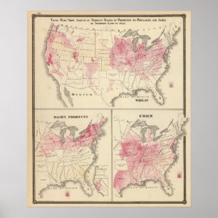 1870 aufgezogene Erzeugnisse Mais Poster