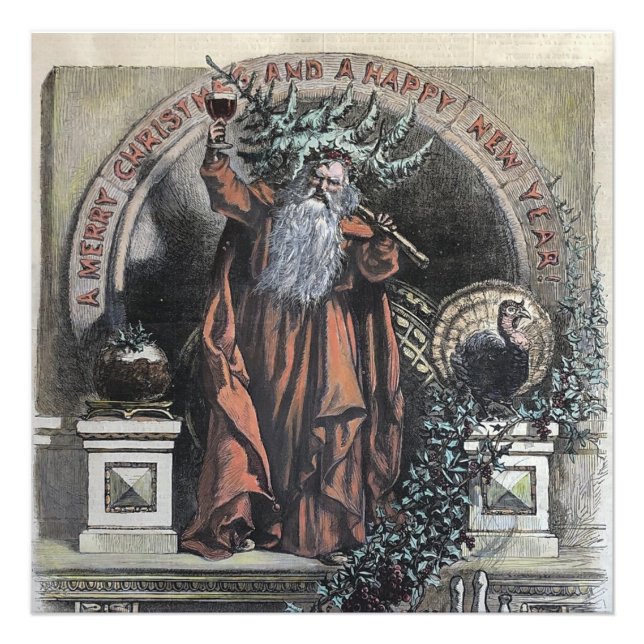 1870 Ein frohe Weihnachtshandkalt gefärbter Weihna Fotodruck (Vorne)