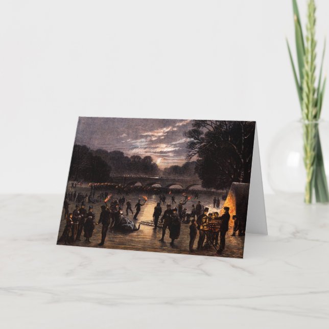 1870 Ice Skaten in London Feiertagskarte (Vorderseite)