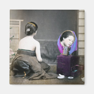 1870 Japanische Frau im Ankleidezimmer Magnet