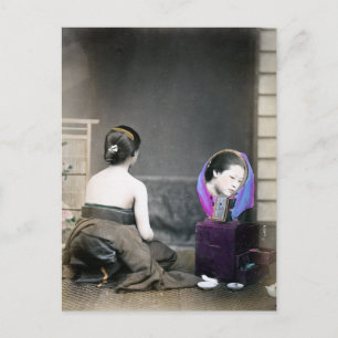 1870 Japanische Frau im Dressing Room Postkarte