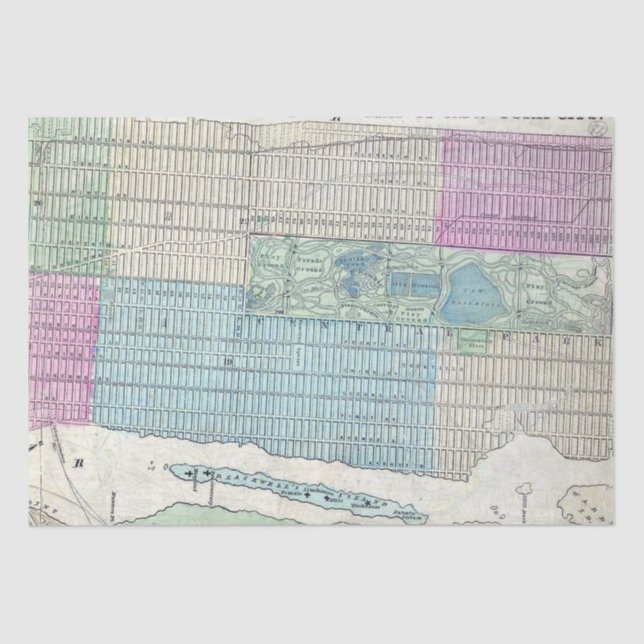 1870 Karte New York City Central Park Seidenpapier (Vorderseite)