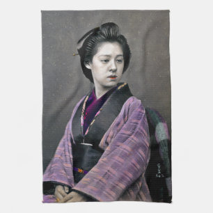 1870 Schöne japanische Frau Geschirrtuch