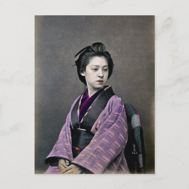 1870 Schöne japanische Frau Postkarte (Vorderseite)