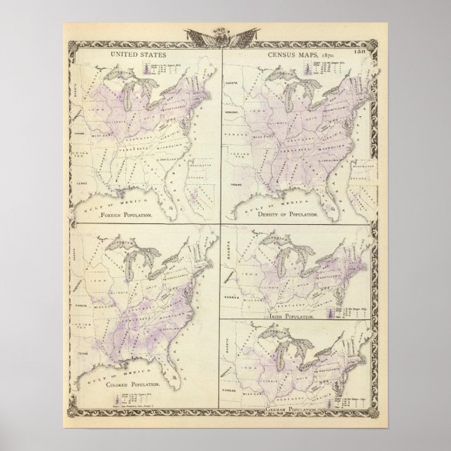 1870 United Staaten Census maps Poster (Vorne)