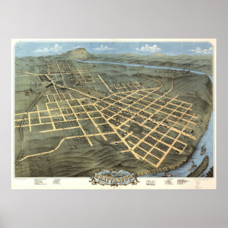 1871 Chattanooga, TN Birds Eye Panoramablick Karte Poster
