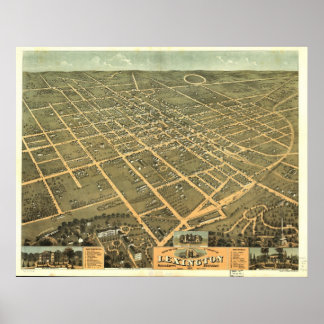 1871 Lexington, KY Birds Eye Panoramablick Karte Poster