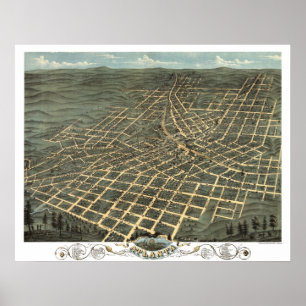 1871 panoramische Karten-Vogel-Augen-Ansicht von Poster