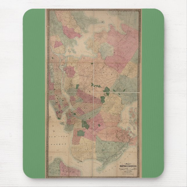 1872 Brooklyn Map - New York City, Queens Mousepad (Vorne)