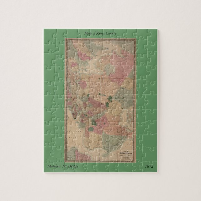1872 Brooklyn Map - New York City, Queens Puzzle (Vertikal)