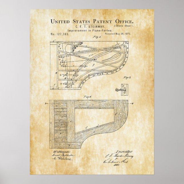 1872 Steinway Piano Forte Patent Poster (Vorne)