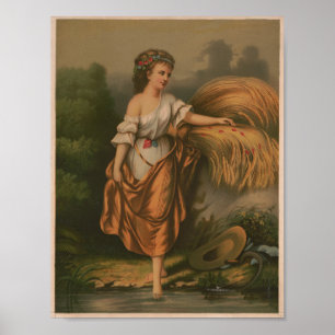 1873 Flower of the Field Vintage-Porträt-Druck Poster