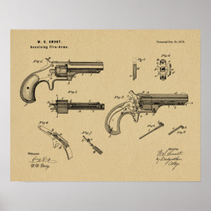 1873 Gun Revolver Patent Art Zeichnend Print Poster