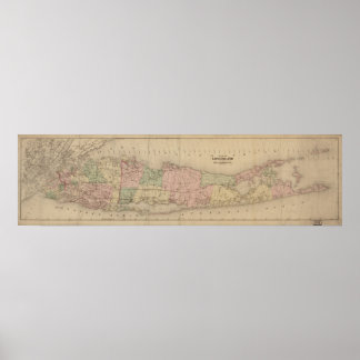 1873 Karte von Long Island, New York Poster