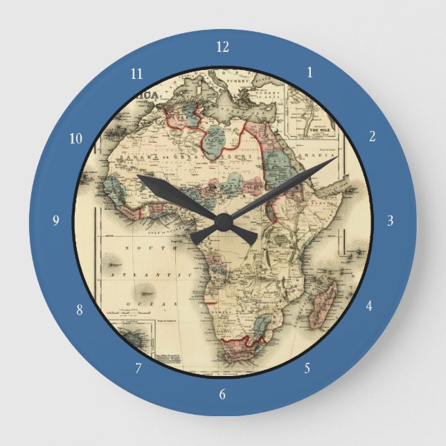 1874 Map of Africa Antique African Print Große Wanduhr (Vorderseite)