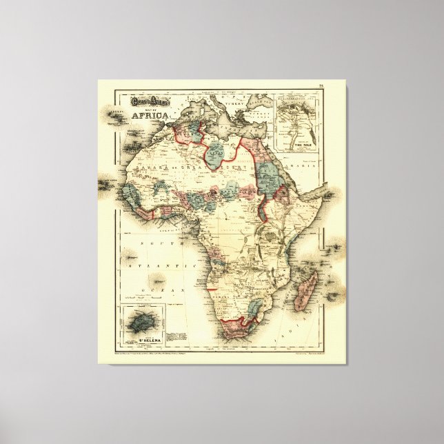 1874 Map of Africa Antique African Print Leinwanddruck (Vorderseite)