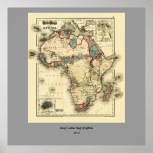 1874 Map of Africa Antique African Print Poster
