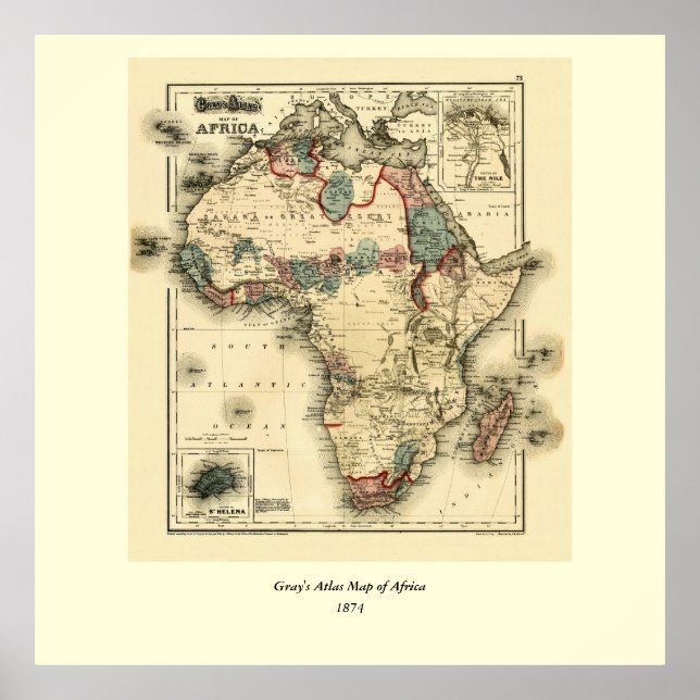 1874 Map of Africa Antique African Print Poster (Vorne)