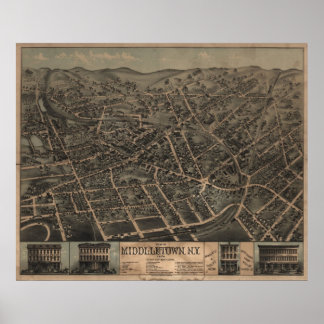 1874 Middletown, New Birds Eye Panoramablick Poster