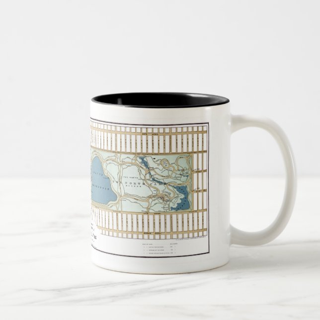 1875 Karte des Central Park, New York City Zweifarbige Tasse (Rechts)