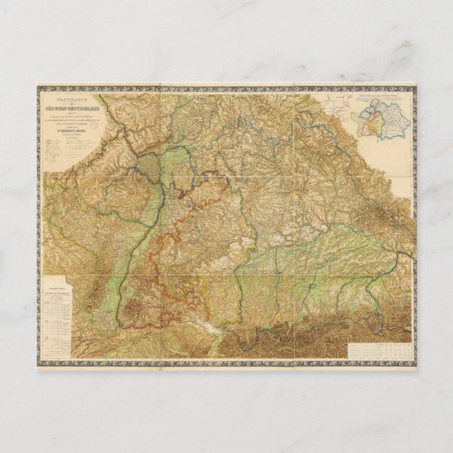 1875 Karte Südwestdeutschlands (Vorderseite)