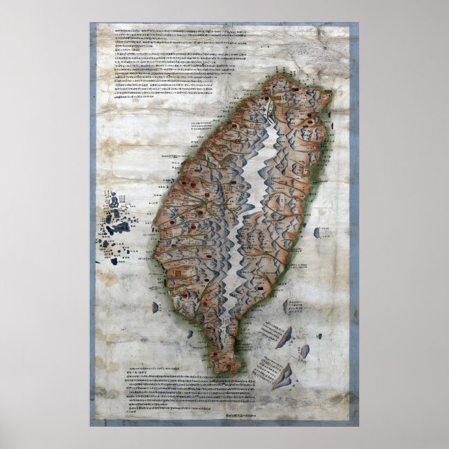 1875 Taiwan Map Print Qing Dynasty Formosa Poster (Vorne)