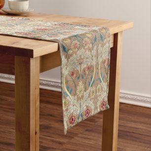 1875 Vintage William Morris Florale Stickerei Kurzer Tischläufer