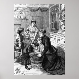 1876: Die Kinder helfen, Weihnachtspudding zu stim Poster