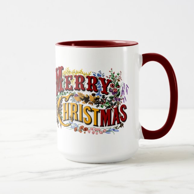 1876 Frohe Weihnachten Bunt Tasse (Rechts)