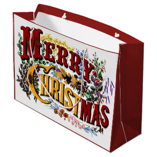 1876 Frohe Weihnachtsfarben Große Geschenktüte