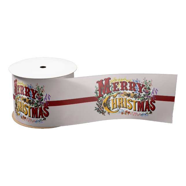 1876 Merry Christmas Colorful Satinband (Spule)