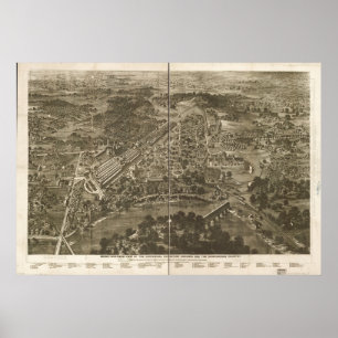 1876 Philadelphia, PA Birds Eye Panoramablick Kart Poster