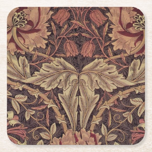 1876 Vintag William Morris Honeysuckle Rechteckiger Pappuntersetzer (Vorderseite)