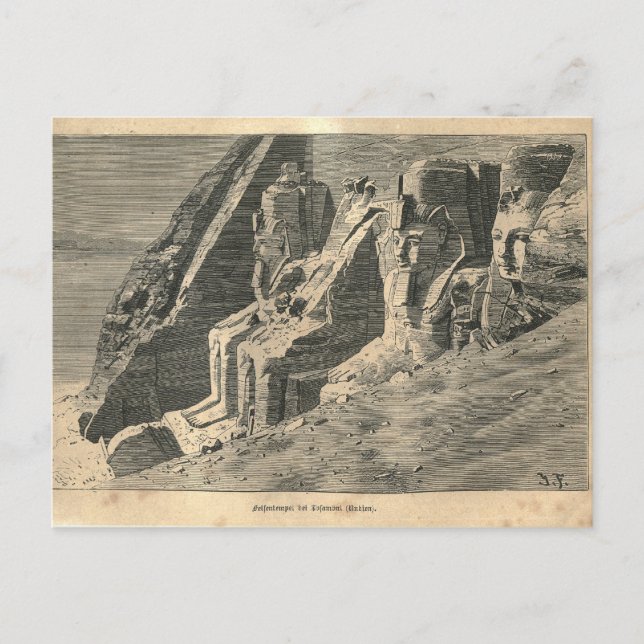 1877 Print Ägypten Statuen, Die Erde und ihre Mens Postkarte (Vorderseite)