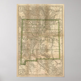 1879 Antique Rail Map of New Mexico Poster