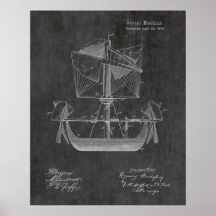1879 Luftschiffboot-Flugzeug-Patentkunstzeichnung Poster