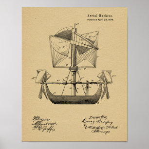 1879 Luftschiffboot-Flugzeug-Patentzeichnungsdruck Poster