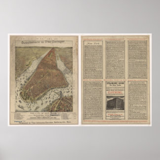 1879 New York, New York Birds Eye Panoramablick Ka Poster