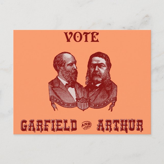 1880 Abstimmung Garfield und Arthur, rot Postkarte (Vorderseite)