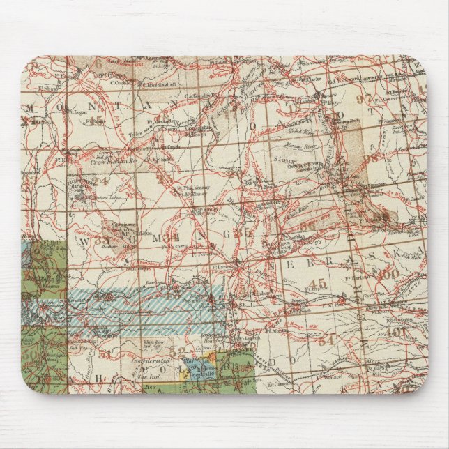 1880 Fahrplan der Geografischen Erhebungen der USA Mousepad (Vorne)