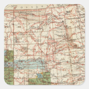1880 Fortschrittsplan der Geografischen Erhebungen Quadratischer Aufkleber