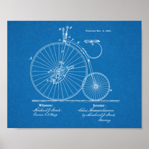 1880 High Wheeler Fahrrad Design Patent Kunstposte Poster