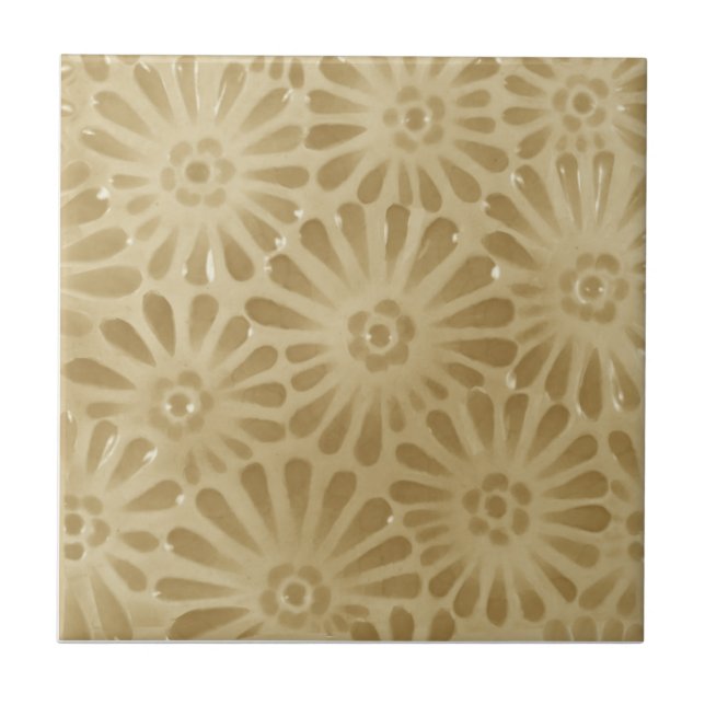 1880 JG Low-Design Beige Floral Repro Imitats Reli Fliese (Vorderseite)