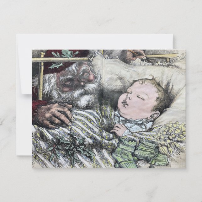 1880 Thomas Nast Harpers Weihnachtsmann und Baby Karte (Vorderseite)