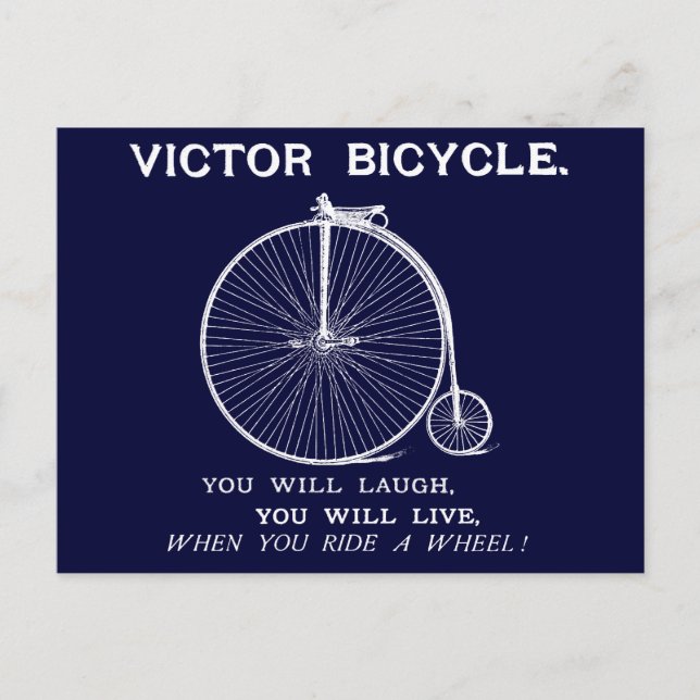 1880 Victor Bicycle Poster, weiß Postkarte (Vorderseite)